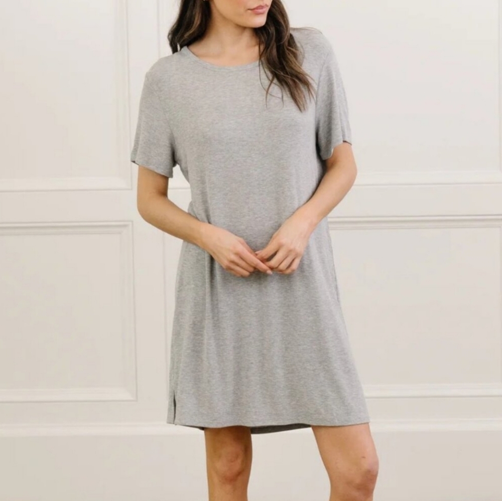 Cozy Earth Bamboo Rib-Knit Boyfriend Sleep Dress